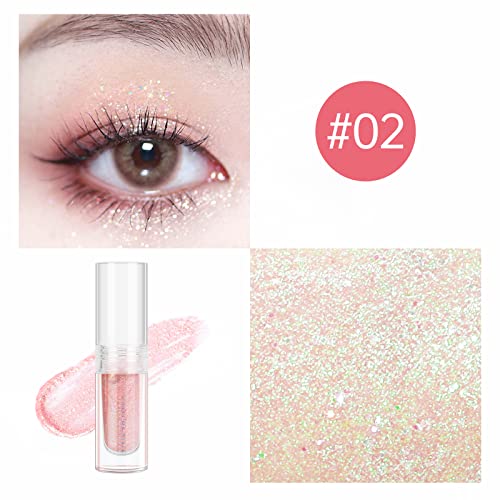 Liquid Glitter Eyeshadow, Pigmented, Long Lasting, Quick Drying, Easy to Apply, Loose Glitter Glue for Eye Crystals Makeup (Holographic Pink Gold Shimmer Peal 02) - Image 2