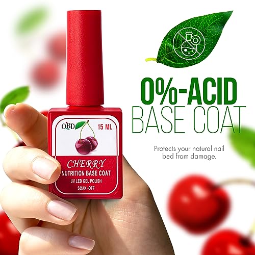 OVLUX QBD Nutrition Base Coat - 15ml UV Gel Nail Polish, Enriched with Cherry Extract and vitamin Ca, Clear Nail Plate Protector, Soak-off No Wipe Gel Nail Polish Base - Image 3