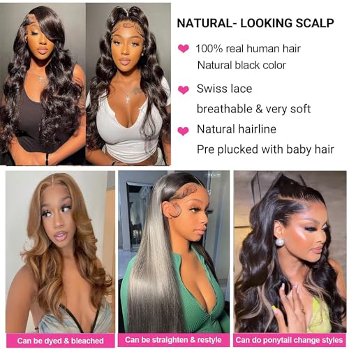Ainmeys Hair 250% Density Brazilian body wave 13x6 Glueless HD Transparent Full Lace Front wigs human hair 10A Deep Part lace wigsUnprocessed Virgin human hair wigs for black women(34inch) - Image 5