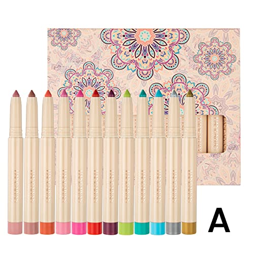 MAEPEOR Cream Eyeshadow Stick Set 12 Colors Highly Pigmented Matte Shimmer Eye Shadow Waterproof and Long Lasting Eyeshadow Stick Eye Liner Pen With Built-in Sharpener (12 Colors, Set A) - Image 8