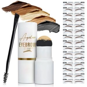 Eyebrow Stamp Stencil Kit (Blonde), Eyebrow Stamp Pomade with 24 Reusable Thin & Thick Brow Stencils, Eyebrow Stencils Shaping Kit Definer for Natural Look