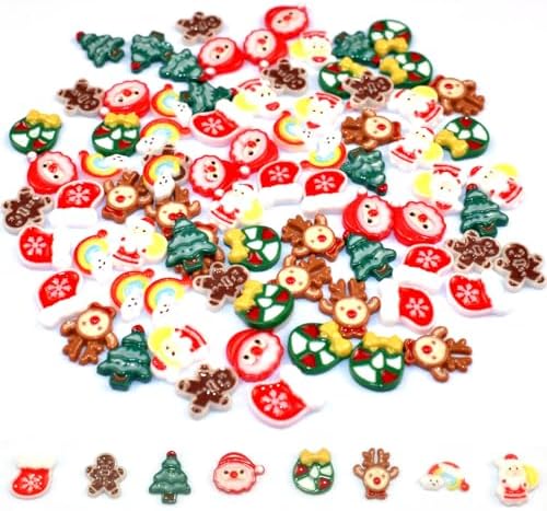 80pcs Cute Glow Christmas Nail Charms for DIY Manicure Decoration