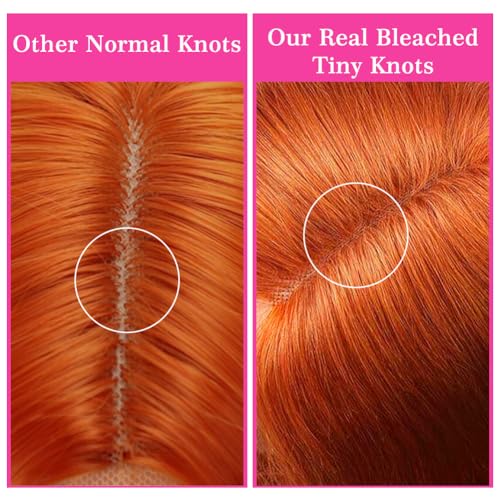 FTQZKEY Ginger Lace Front Wigs Human Hair 30 inch Ginger Orang Body Wave Wig Human Hair 13x4 Ginger Glueless Lace Front Wigs 180% Density Ginger Human Hair Wigs for Women - Image 5