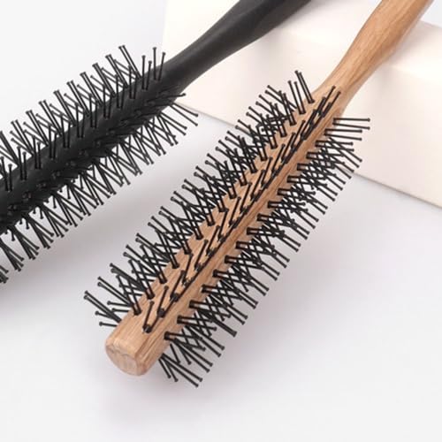 FRCOLOR Small Round Brush Wooden Handle Nylon Bristles Ball-Tipped Pin Tail Comb for Short Hair Styling - Image 6