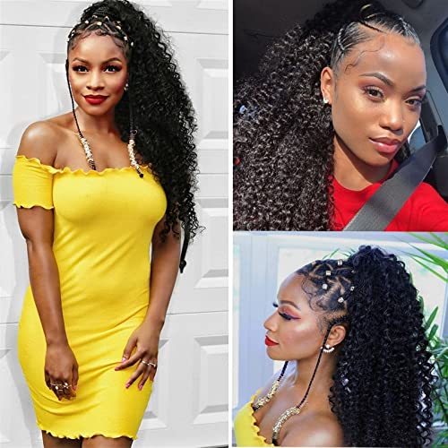 Ponytail Extension Brazilian Human Hair Ponytail Kinky Curly Drawstring Ponytail Hair Extensions Brazilian Remy Hair Clip In Curly Ponytail Hairpieces for Black Women Curly Drawstring Ponytail (Color - Image 6