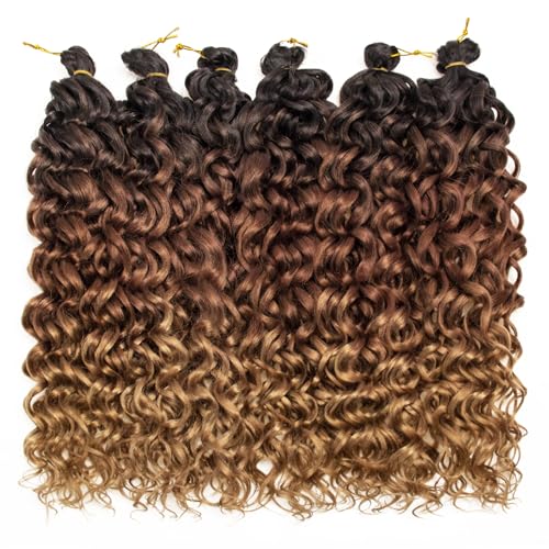 Ocean Wave Crochet Hair 24inch Deep Wave Curly Crochet Hair For Women Ombre Hawaii Curly Braiding Hair Synthetic Bohemian Crochet Braid Water Wave Crochet hair Extensions (6Packs, 1B/30/27) - Image 2