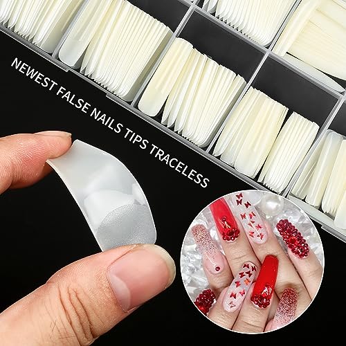 240 Pcs Extra Long Natural Square Nail Tips Full Cover Acrylic Press-On - Image 5