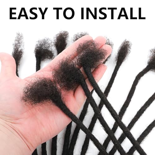 Loc Extensions Human Hair For Men/Women 8 Inch 0.6cm 100 strands Width 100% Full Handmade Permanent Dreadlock Extensions Human Hair An Be Dyed Bleached Curled (100% Human Hair,Natural Black) - Image 3