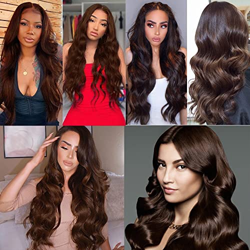 26 28 30 inch Brown Bundles Human Hair #4 Body Wave Bundles Chocolate Brown Human Hair 3 Bundles Unprocessed Brazilian Remy Brown Body Wave Bundle for Women - Image 2