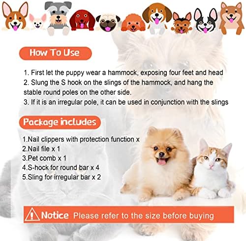 Pink X-Small Pet Grooming Hammock Kit with Nail Clippers and Comb - Image 6