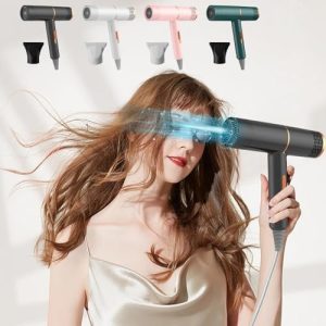 Ionic Travel Hair Dryer with Attachments and Fast Drying, Constant Temperature