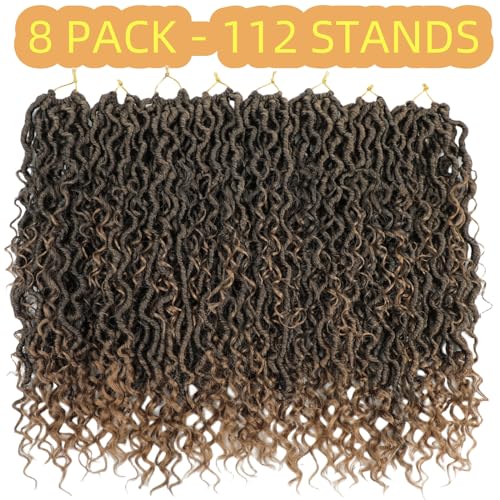 Faux Locs Crochet Hair 18 Inch 8-Pack Goddess Locs Crochet Hair Crochet Boho Braids Curls Crochet Hair Boho Locs Crochet Hair Black Women Human Hair (T/27#) - Image 2