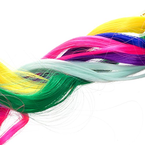 SWACC 22 Pcs Colored Party Highlights Clip on in Hair Extensions Multi-Colors Hair Streak Synthetic Hairpieces (11 Colors 22 Pcs in Set -Curly Wavy) - Image 5