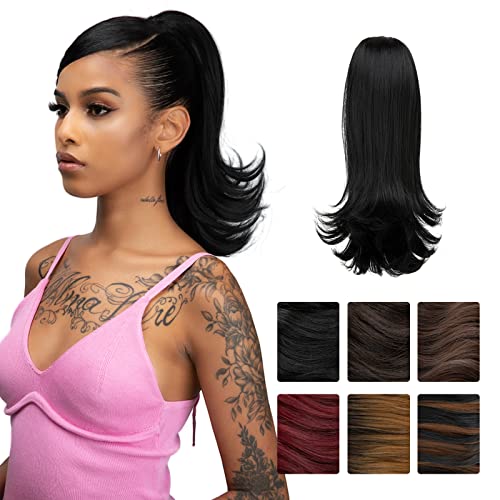 14 Inch Short Curly Black Synthetic Drawstring Ponytail Extension for Women and Girls