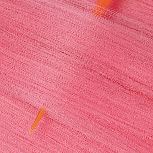 Pink Pre Stretched Braiding Hair 26 Inch 3 Packs Synthetic Crochet Braids Hair Professional Soft Yaki Texture Hot Water Setting Braiding Hair Extensions - Image 5