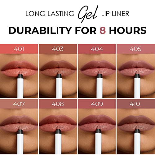 Matte Gel Lip Liner Pencil | Weightless & CreamyTexture - Sharpenable - Longwear & Waterproof - High Pigmented & Flawless Finish - Cruelty-free & Paraben-Free, 408, 1,7g/0.05oz. (Rose Plum) - Image 8