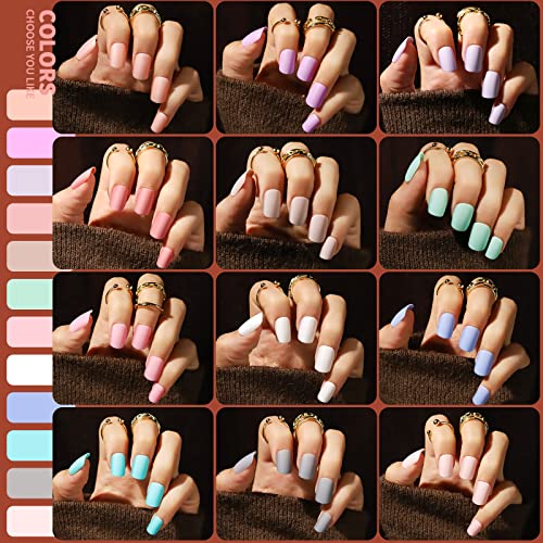 Teenitor Press on Nails Short,576pcs Matte Square Short Fake Nails with Nail Glue, Glue on Nails,24 Colors - Image 3
