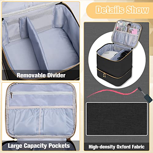 TDIFFUN Nail Polish Organizer and Nail Dryer Case, Double-Layer Nail Polish Storage Holds 30 Bottles (15ml/0.5 fl.oz) and 1 Led Nail Lamp, Travel Carrying Case for Nail Polish Kit Set (Canvas Black) - Image 3