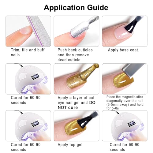 RARJSM Cat Eye Gel Nail Polish with Magnet Stick Diamond Brown Gold Velvet Cateye Glitter Gel Polish 15ml Single Bottle Sparkle Shimmer UV LED Curing Requires Soak Off Home Salon Christmas Manicure - Image 8