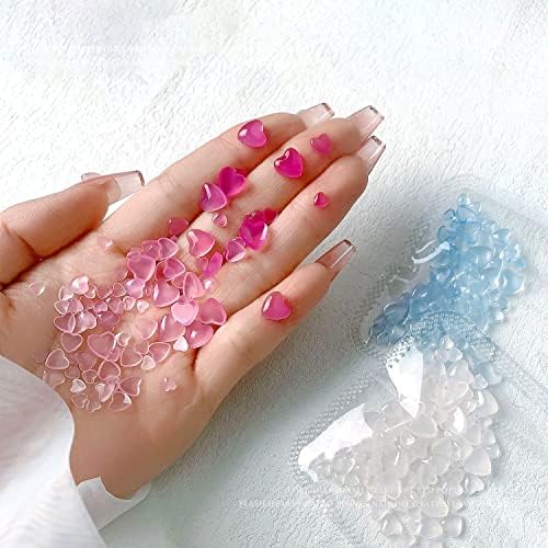 3D Heart Nail Art Charms 300 Pcs Mix 4/6/8 MM UV Light Color Change Resin Peach Heart Rhinestone Gems Crystal Jewelry Acrylic Nail Supplies for Women Craft DIY Nail Decoration Accessories - Image 7