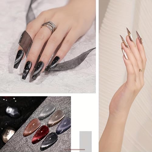 Glitter Cat Eye Gel Nail Polish Set 6 Piece Rainbow Pastel Magnetic Soak Off UV Kit - Image 6