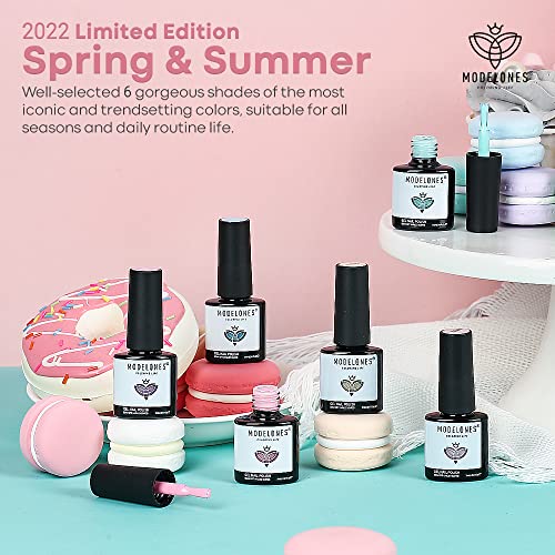 modelones Gel Nail Polish Set, 6 Colors 2024 Spring Gel Polish Kit Bright Pastel Macaron Candy Nail Polish Gel Pink Mint Green Blue Purple Gel Nail Soak Off Nail Art Manicure Gift DIY Salon - Image 2