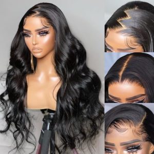 13x4 Body Wave Lace Front Wigs Human Hair Pre Plucked with Baby Hair, 180% Density HD Frontal Glueless Wig for Black Women