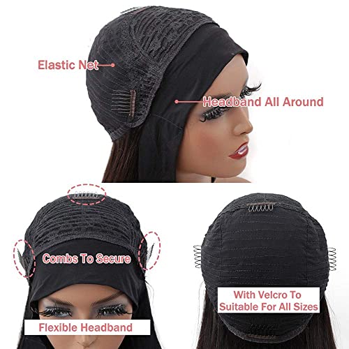 Ombre Headband Wig Human Hair #4/27 Highlight Body Wave Headband Wig 20 Inch Glueless None Lace Front Wig Brazilian Virgin Human Hair Headband Wigs for Black Women Wear and Go Wig 150% Density - Image 3