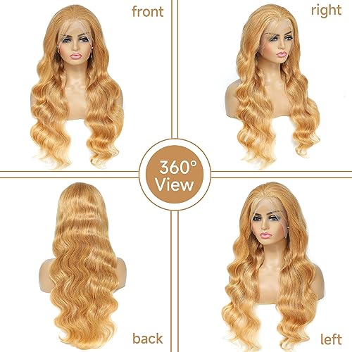 Honey Blonde Lace Front Wig Human Hair, 13x4 Honey Blonde Wig Human Hair, 27# Colored Body Wave Blonde Lace Front Wigs Human Hair for Women HD Lace Colored Wigs Human Hair 180% Density 28 inch - Image 4