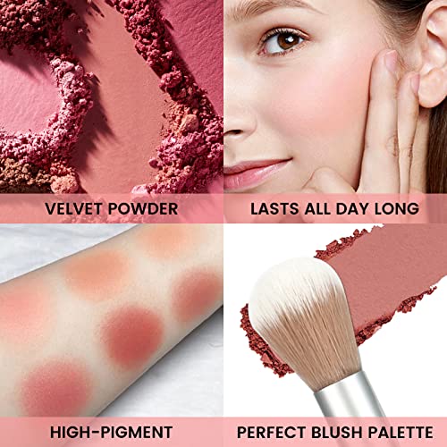 KYDA 6 Colors Face Blush Palette, Matte Shimmer Blush Palette, Smooth Blendable Powder Blush, Contour Highlighter Blush Multiuse Makeup Palette, by Ownest Beauty-Set A - Image 4