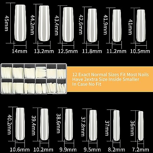 240 Pcs Extra Long Natural Square Nail Tips Full Cover Acrylic Press-On - Image 2