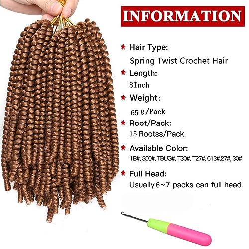 Xtrend 90strands Honey Blonde Spring Twist Crochet Hair 8 Inch Synthetic Crochet Braids Hair for Distressed Butterfly Locs Fluffy Twist Hair Extensions for Women 27# - Image 2
