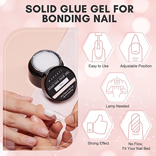 Makartt Solid Nail Gel Glue for Soft Gel Nail Tips Blanc Solid Nail Glue Gel for Press On Nails Acrylic Fake Nails Solid Builder Nail Gel for Nail Strengthen Nail Art Home Salon 15ML UV Light Cured - Image 2