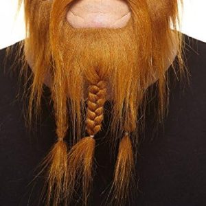 Mustaches Self Adhesive Captain Fake Mustache and Beard, Novelty, Braided, False Facial Hair, Costume Accessory for Adults, Ginger Color