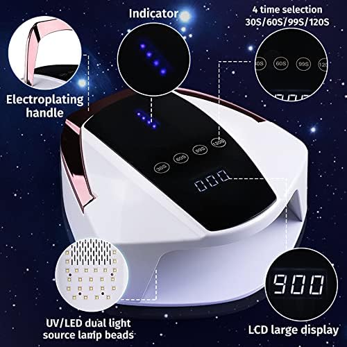 UV LED Nail Lamp 96W Rechargeable,Cordless Professional Nail Dryer Gel Nail Polish Curing Lamp, 4 Timer Setting LCD Display Auto Sensor Nail Lights,Nail Art Manicure Tools for Home and Salon - Image 3