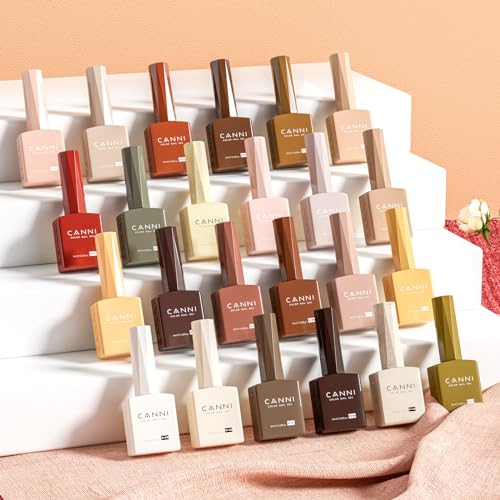 CANNI 30Pcs 9ML Hema-free Gel Nail Polish Set,Nude Brown Red Glitter Gold Gel Polish Kit Soak Off LED Nail Gel Polish Set Nail Art Starter Manicure Salon DIY at Home - Image 3