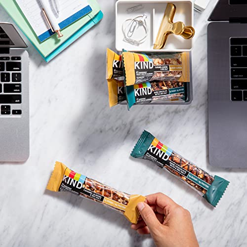 KIND Nut Bars Favorites Variety Count, 1.4 Ounce, 12 Count, Dark Chocolate Nuts and Sea Salt, Peanut Butter Dark Chocolate, Caramel Almond and Sea Salt - Image 4