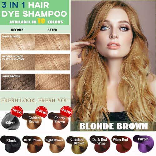 Golden Brown Hair Dye Shampoo 16.9 Fl Oz for Gray Coverage Color Treated Hair - Image 2