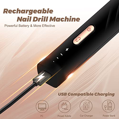 Rechargeable Electric Nail Drill Machine Set Black Ceramic Bit for Beginners - Image 7