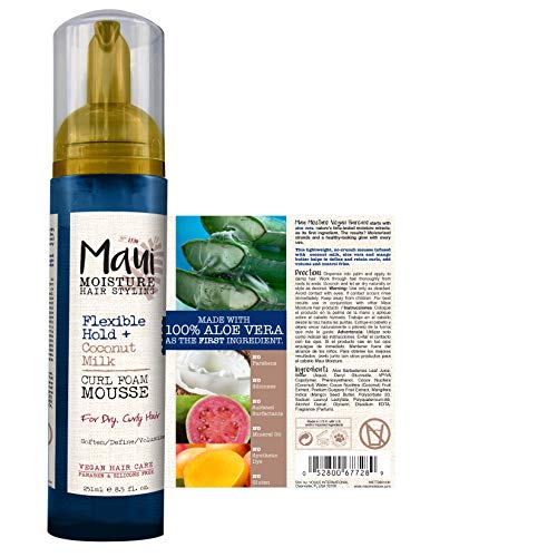 Maui Moisture Flexible Hold + Coconut Milk Curl Foam Mousse, for Curly Hair Styling, No Drying Alcohols, Parabens & Frizz-Free + Shea Butter Leave-in Conditioning Mist, Curly Hair Styling - Image 3