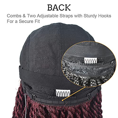 Hand Tied Swiss Lace Front Cornrow Braided Wigs with Baby Hair for Black Women Lightweight Box Braids Glueless Wigs Kanekalon Synthetic(5.5X3.5", 31 Inch, 1B/99JT Black Mix Wine Red) - Image 7