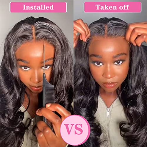 Lace Front Wigs Human Hair Pre Plucked Body Wave Glueless Human Hair Wig 13x4 HD Lace Frontal Wigs Human Hair for Women 180% Density Natural Black 12 Inch - Image 2