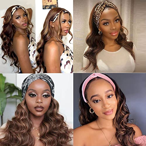 Ombre Headband Wig Human Hair #4/27 Highlight Body Wave Headband Wig 20 Inch Glueless None Lace Front Wig Brazilian Virgin Human Hair Headband Wigs for Black Women Wear and Go Wig 150% Density - Image 6