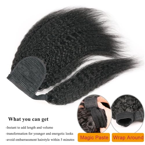 Kinky Straight Ponytail Extension Human Hair Ponytail Extension For Black Women Clip In Ponytail Hair Extensions Wrap Around Long Ponytail 10"inch 100g - Image 4