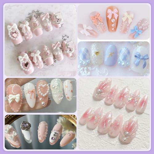 120 Pcs 3D Nail Bow Charms + 2-4mm Nail Pearls Set 1, 6 Colors Cute Bow Charms and White Flatback Pearls with Nail Charm Glue Gel(UV Needed) and Pickup Tools for Nail Art Decoration - Image 9