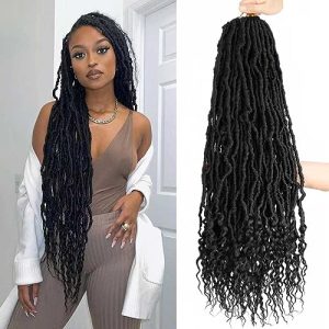 8 Packs 24 Inch Soft Locs With Curly Ends Faux Locs Crochet Hair Boho Braids Crochet Locs Hair for Women Crochet Dreads (24inch 8Pack 1B)