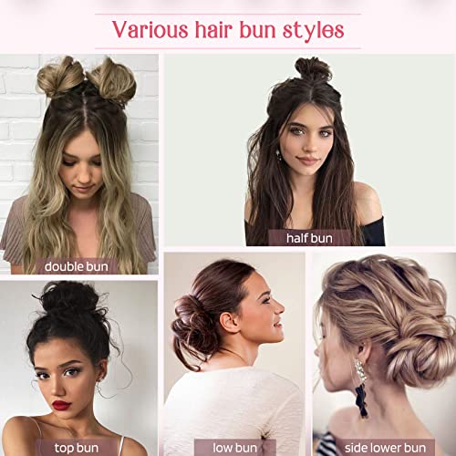 HOOJIH 4 Piece Wavy Tousled Blonde Messy Bun Hair Extensions for Women - Image 4