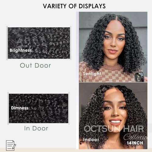 OCTSUN Curly Bob Wig Human Hair for Black Women - Glueless Wigs Human Hair Pre Plucked with Baby Hair Deep Wave 13x4 Lace Front Wigs Wet and Wavy Brazilian Human Virgin Hair Wigs 14 Inch 180% Density - Image 6