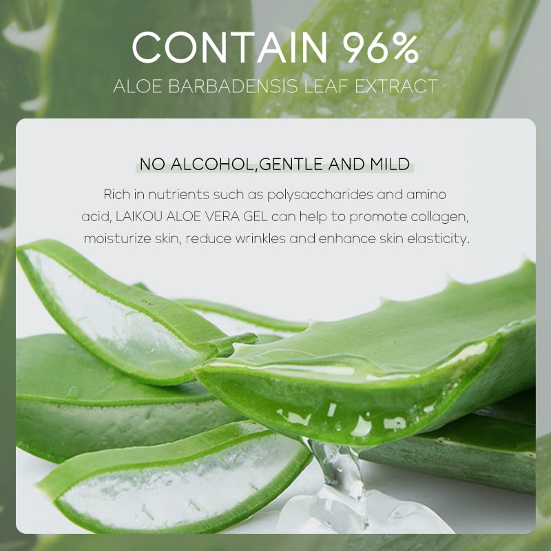 Organic Aloe Vera Gel - with Fresh 96% Aloe Gel for Face and Body, Skin Care for Deeply & Rapidly Soothing, Firming, Sunburn Relieve, Acne - Image 4