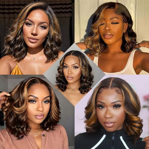 mscoco Bob Wig Human Hair 5×6 Highlight Body Wave Lace Front Wigs Human Hair Pre-bleached knots Bob Wig Human Hair Glueless 1B/2/30 Wigs Human Hair for Black Women Body Wave Human Hair Wig - Image 6
